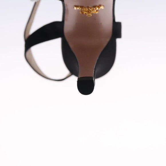 PRADA High heels Satin 37 1/2 Black Auth ac3535