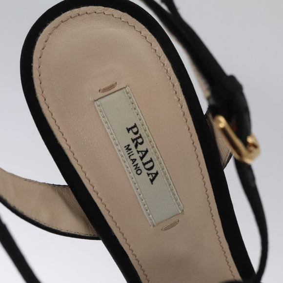 PRADA High heels Satin 37 1/2 Black Auth ac3535
