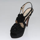 PRADA High heels Satin 37 1/2 Black Auth ac3535-2