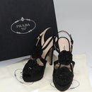 PRADA High heels Satin 37 1/2 Black Auth ac3535-32