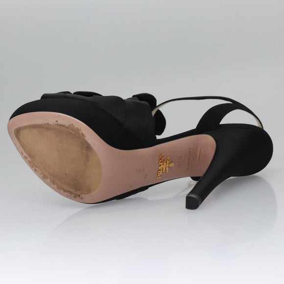 PRADA High heels Satin 37 1/2 Black Auth ac3535