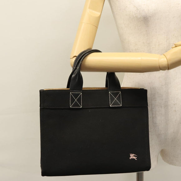 BURBERRY Blue Label Hand Bag Canvas Black Auth ac3538