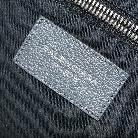 BALENCIAGA Carry case Leather Gray 235225 Auth ac3540