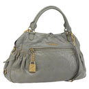 Miu Miu Handtasche Leder 2-Wege Grau Gold Auth ac3542-1