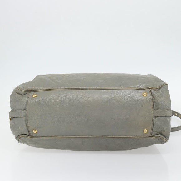 Miu Miu Handtasche Leder 2-Wege Grau Gold Auth ac3542