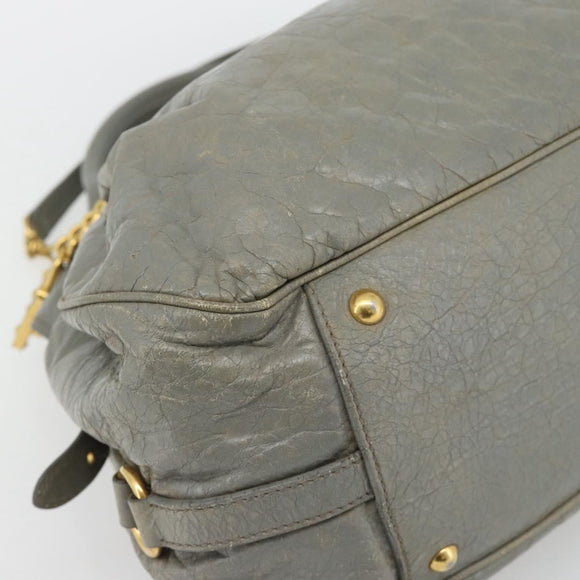 Miu Miu Handtasche Leder 2-Wege Grau Gold Auth ac3542