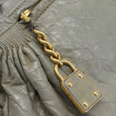 Miu Miu Handtasche Leder 2-Wege Grau Gold Auth ac3542-19