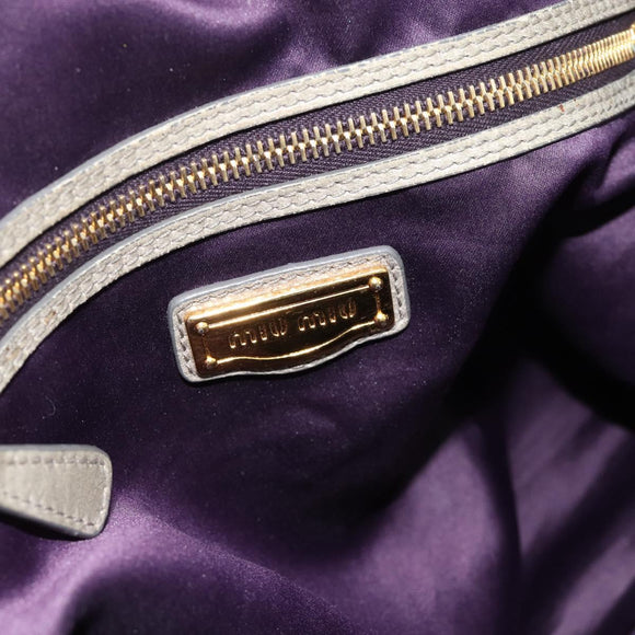 Miu Miu Handtasche Leder 2-Wege Grau Gold Auth ac3542