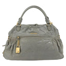 Miu Miu Handtasche Leder 2-Wege Grau Gold Auth ac3542-13