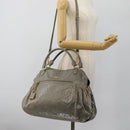 Miu Miu Handtasche Leder 2-Wege Grau Gold Auth ac3542-26