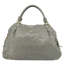 Miu Miu Handtasche Leder 2-Wege Grau Gold Auth ac3542-2