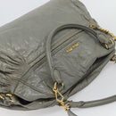 Miu Miu Handtasche Leder 2-Wege Grau Gold Auth ac3542-6