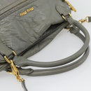 Miu Miu Handtasche Leder 2-Wege Grau Gold Auth ac3542-7