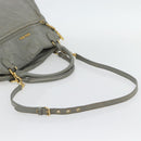 Miu Miu Handtasche Leder 2-Wege Grau Gold Auth ac3542-5