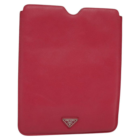 PRADA iPad Case Safiano leather Pink Auth ac3551