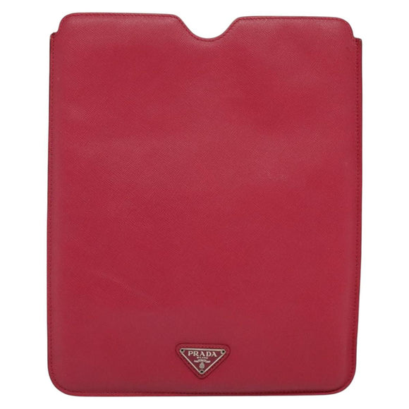 PRADA iPad Case Safiano leather Pink Auth ac3551