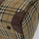 Burberrys Nova Check Boston Bag PVC Leather 2way Beige Auth ac3563-14