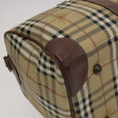 Burberrys Nova Check Boston Bag PVC Leather 2way Beige Auth ac3563-16
