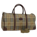 Burberrys Nova Check Boston Bag PVC Leather 2way Beige Auth ac3563-1