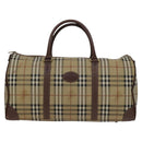 Burberrys Nova Check Boston Bag PVC Leather 2way Beige Auth ac3563-13