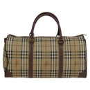 Burberrys Nova Check Boston Bag PVC Leather 2way Beige Auth ac3563-2