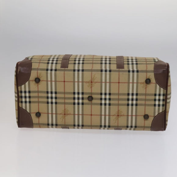 Burberrys Nova Check Boston Bag PVC Leather 2way Beige Auth ac3563