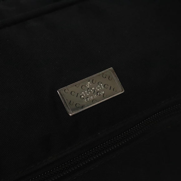 GUCCI Boston Bag Nylon Black Silver 012 0393 12 001553 Auth ac3569
