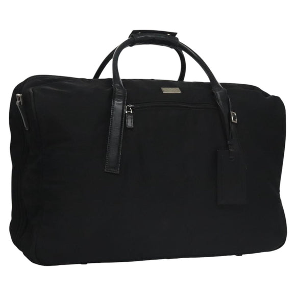 GUCCI Boston Bag Nylon Schwarz Silber 012 0393 12 001553 Auth ac3569