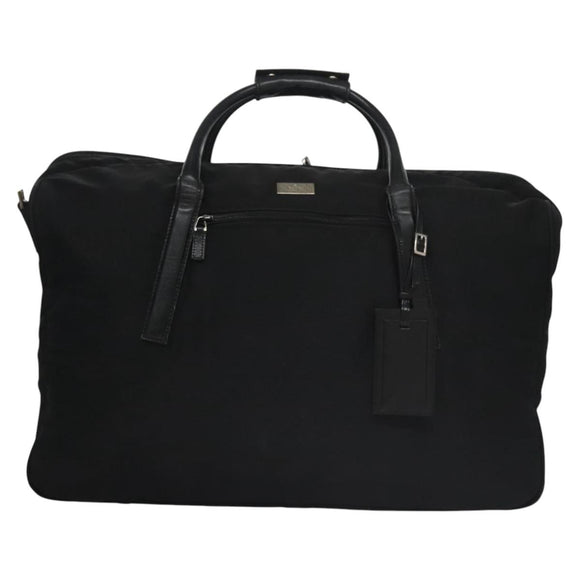 GUCCI Boston Bag Nylon Schwarz Silber 012 0393 12 001553 Auth ac3569
