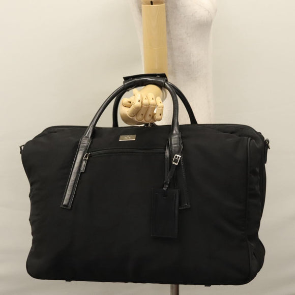 GUCCI Boston Bag Nylon Schwarz Silber 012 0393 12 001553 Auth ac3569