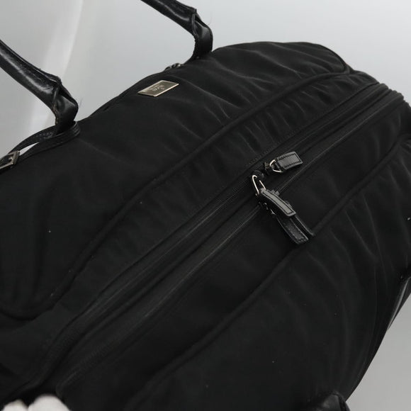 GUCCI Boston Bag Nylon Schwarz Silber 012 0393 12 001553 Auth ac3569