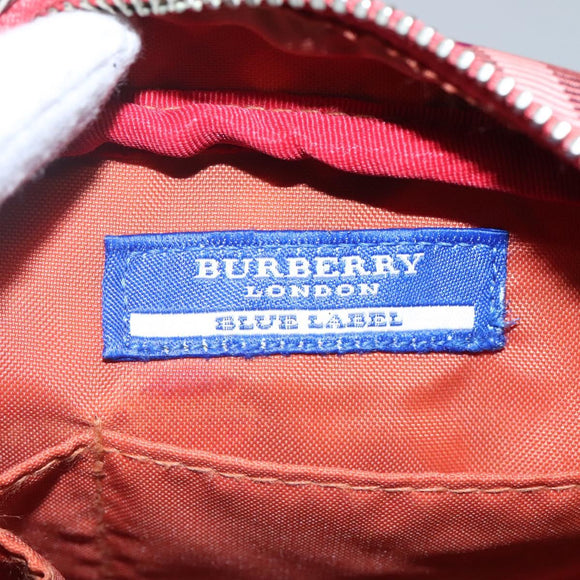 BURBERRY Nova Check Blue Label Shoulder Bag Nylon Pink Silver Auth ac3585