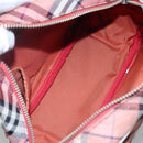 BURBERRY Nova Check Blue Label Shoulder Bag Nylon Pink Silver Auth ac3585-11