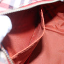 BURBERRY Nova Check Blue Label Shoulder Bag Nylon Pink Silver Auth ac3585-20