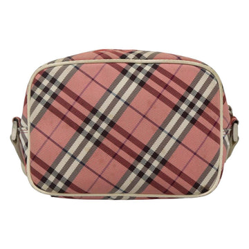 BURBERRY Nova Check Blue Label Shoulder Bag Nylon Pink Silver Auth ac3585 - 0