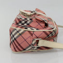 BURBERRY Nova Check Blue Label Shoulder Bag Nylon Pink Silver Auth ac3585-3