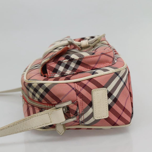 BURBERRY Nova Check Blue Label Shoulder Bag Nylon Pink Silver Auth ac3585