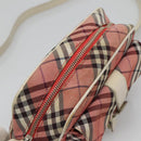 BURBERRY Nova Check Blue Label Shoulder Bag Nylon Pink Silver Auth ac3585-6