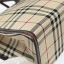 BURBERRY Nova Check Hand Bag Nylon Leather Beige Silver Auth ac3586-15