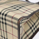 BURBERRY Nova Check Hand Bag Nylon Leather Beige Silver Auth ac3586-9