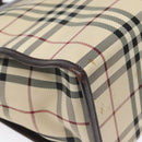 BURBERRY Nova Check Hand Bag Nylon Leather Beige Silver Auth ac3586-16