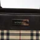 BURBERRY Nova Check Hand Bag Nylon Leather Beige Silver Auth ac3586-10