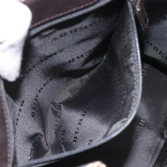 BURBERRY Nova Check Hand Bag Nylon Leather Beige Silver Auth ac3586