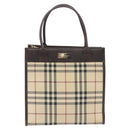 BURBERRY Nova Check Hand Bag Nylon Leather Beige Silver Auth ac3586-13
