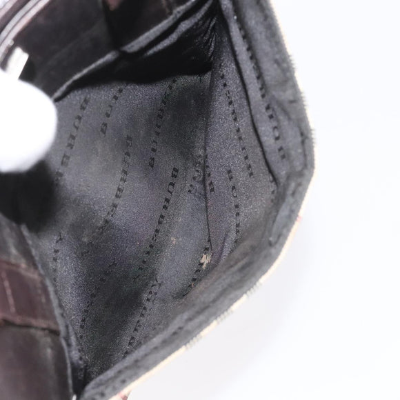 BURBERRY Nova Check Hand Bag Nylon Leather Beige Silver Auth ac3586