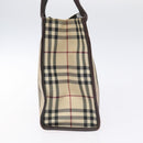 BURBERRY Nova Check Hand Bag Nylon Leather Beige Silver Auth ac3586-3