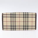 BURBERRY Nova Check Hand Bag Nylon Leather Beige Silver Auth ac3586-5