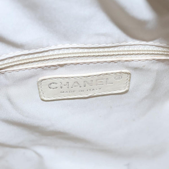 CHANEL Paris Biarritz MM Tote Bag Coated Canvas Gold Tone Silver CC Auth ac3593
