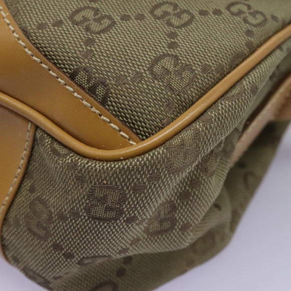GUCCI GG Canvas Shoulder Bag Beige Gold Auth ac3606