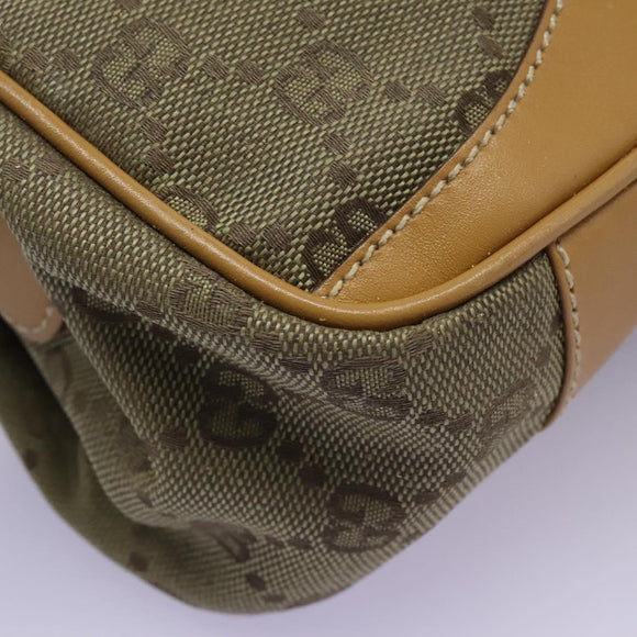 GUCCI GG Canvas Shoulder Bag Beige Gold Auth ac3606